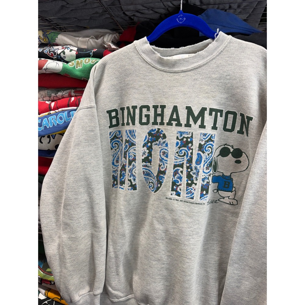 Vintage 80s Jostens Binghamton Mom Snoopy Joe Cool Sweatshirt Gray XL USA Made